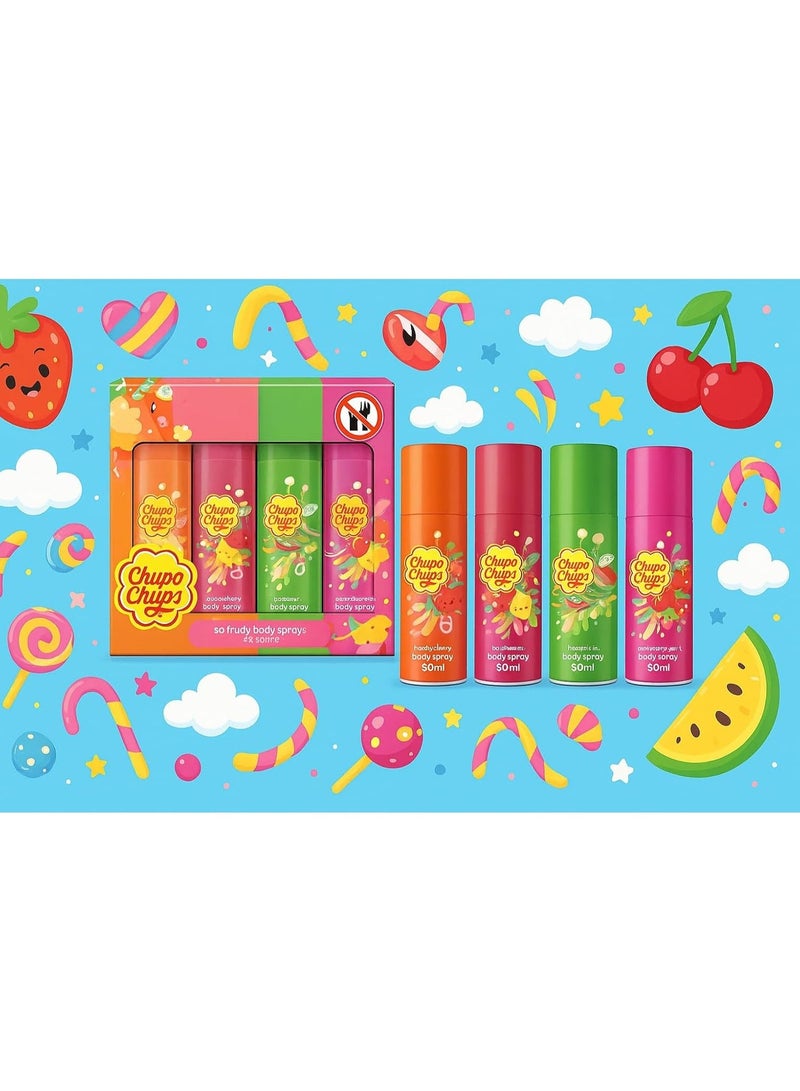 Chupa Chups Deodorant Body Spray – Cherry, Melon, Peach, Strawberry Gift Set - Image 1